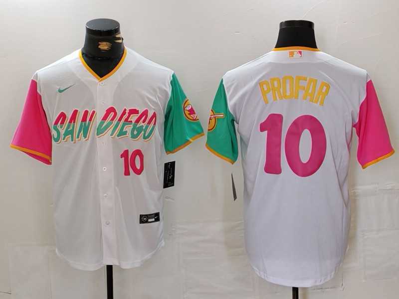 Men%27s San Diego Padres #10 Jurickson Profar Number White 2023 City Connect Cool Base Stitched Jersey->san diego padres->MLB Jersey
